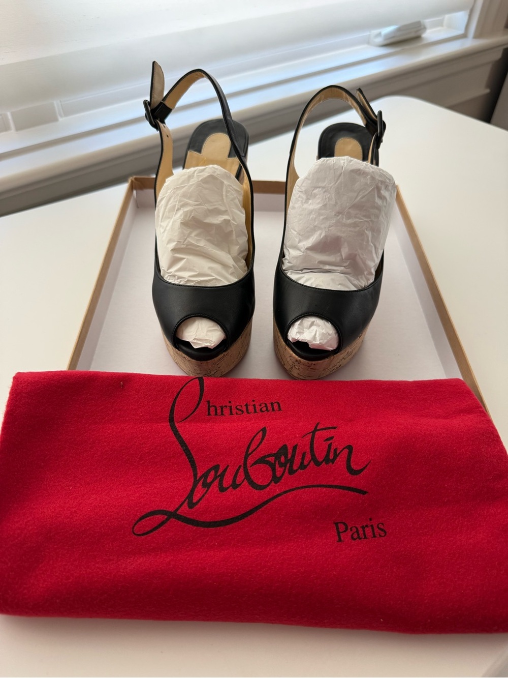 Christian Louboutin Black Leather Dona Anna Size 37 - Picture 4 of 5